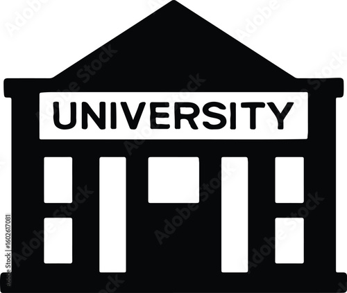 Silhouette university building simple education block Vector Illustrator