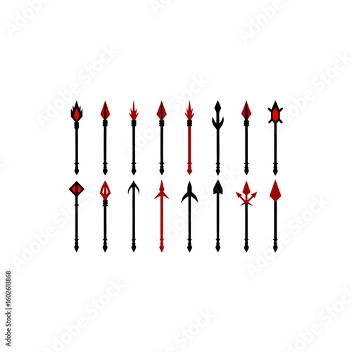 different ancient rune spear icons set