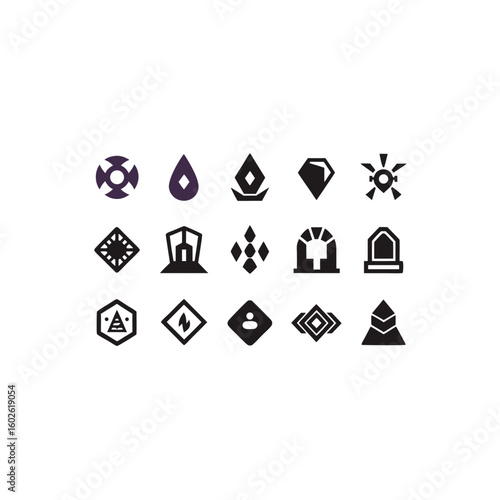  different arcane glyph stone icons set 