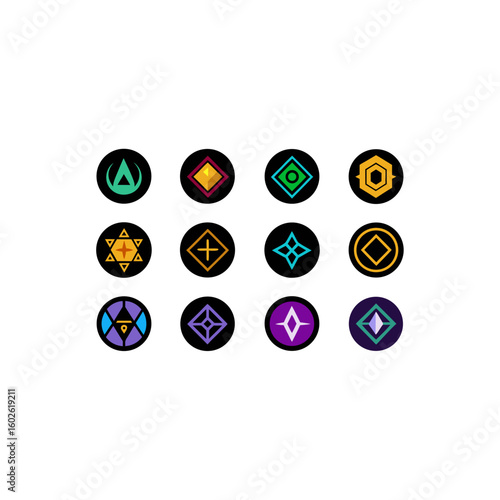  different arcane sigil coin icons set 