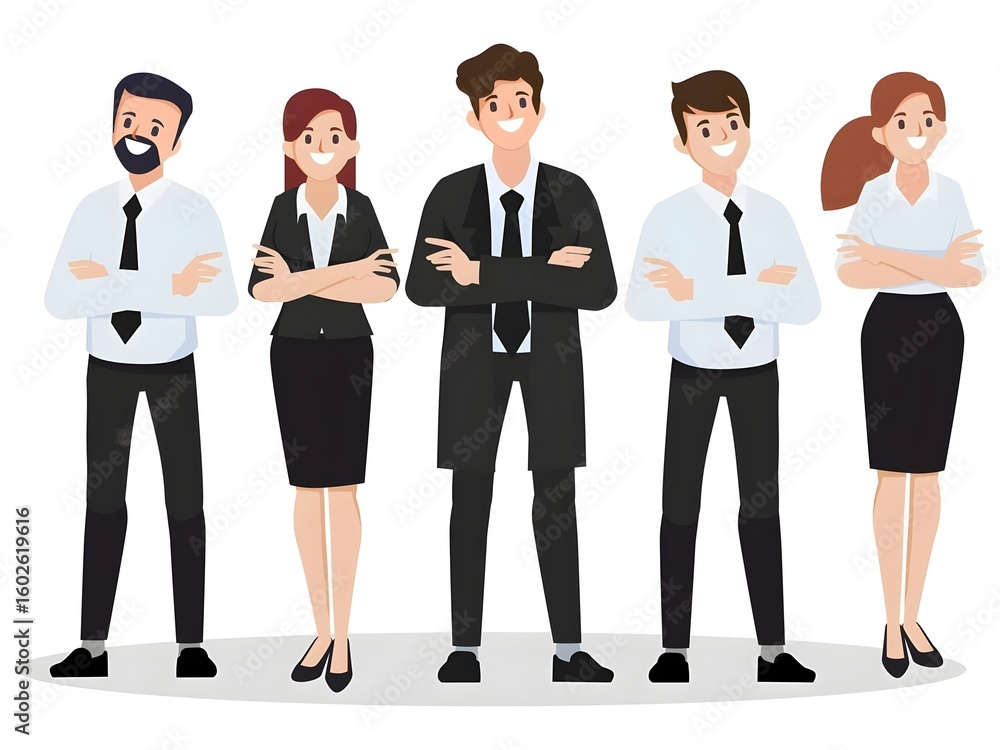 Confident Business Team Standing Together in Formal Attire Confident Business Team Standing Together in Formal Attire