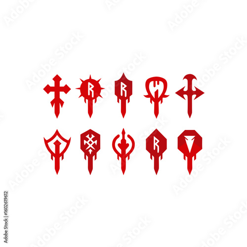 different cursed blood rune icons set 