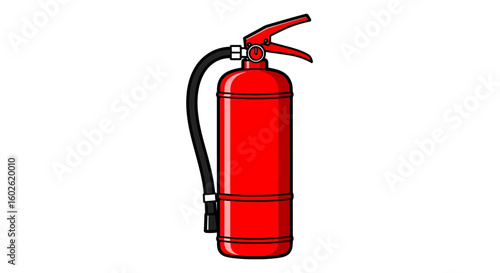 Classic red fire extinguisher illustration for emergency fire safety and protection. A vital tool for fire suppression and workplace security.