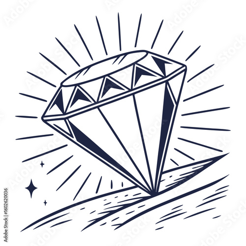 Sparkling Gem: A radiant gem gleams, capturing the essence of value and luxury.