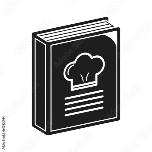 Modern recipe book icon with chef hat symbol vector illustration