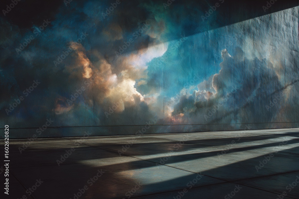 Fototapeta premium Empty space, dramatic clouds, sunlight