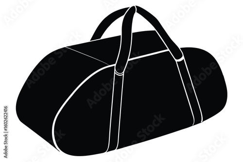 Black silhouette of a duffel bag with straps