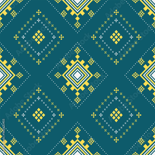 seamless pattern native Diamond and square shape fabric and carpet