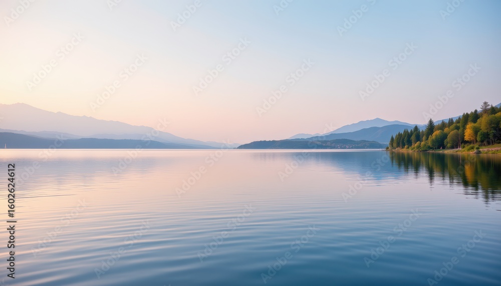 Fototapeta premium Serene Lake with Mountain Backdrop