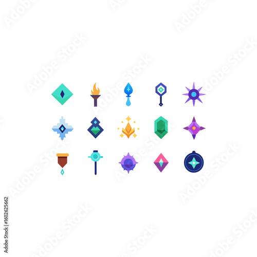  different magical echo relic icons set on white