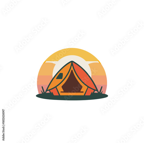 Camping tent vector illustration outdoor adventure, nature, and travel concept