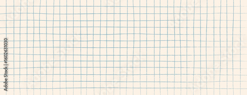 Blue checkered paper or net seamless pattern with thin brush stripes. Hand drawn square gingham seamless background.
