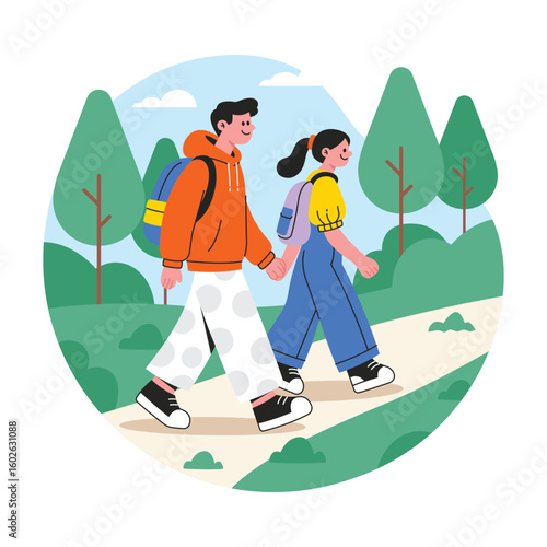 Forest Stroll Vector illustration. EPS 10 file