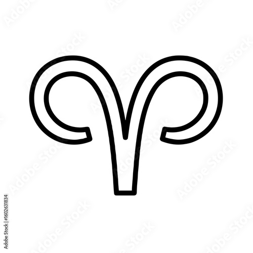 Minimalistic black line art of Aries zodiac symbol on white background  