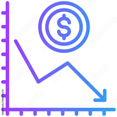 Deflation icon for management crisis, website, application, printing, document, poster design, etc