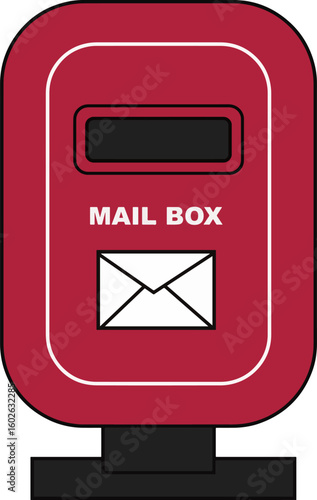 Vector illustration of a red mailbox with a simple, flat design