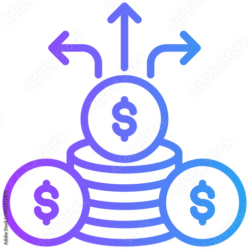 Investment icon for management crisis, website, application, printing, document, poster design, etc