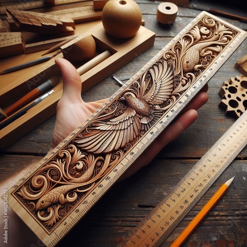 HandCrafted Etched Wooden Ruler