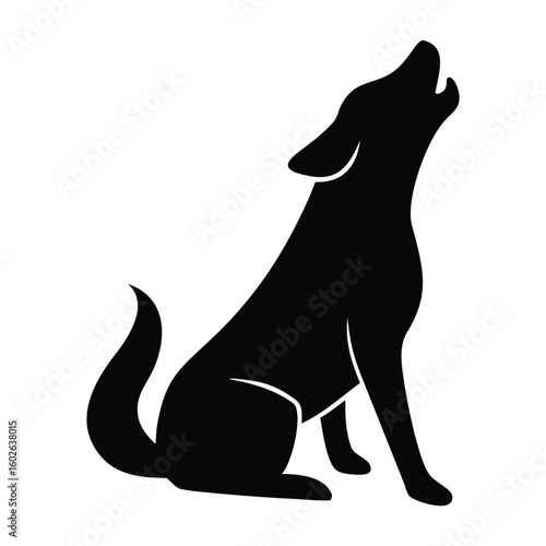  Dog Silhouette in Sitting and Howling Pose