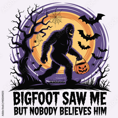 Bigfoot Halloween Vector Illustration – Spooky Sasquatch Monster Graphic for Fall, Horror, and Holiday Designs