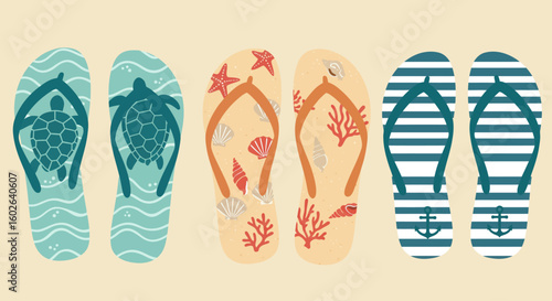 vector illustration of a set of beach flip
