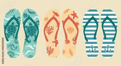 vector illustration of a set of beach flip