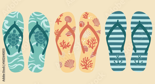 vector illustration of a set of beach flip