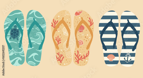 vector illustration of a set of beach flip