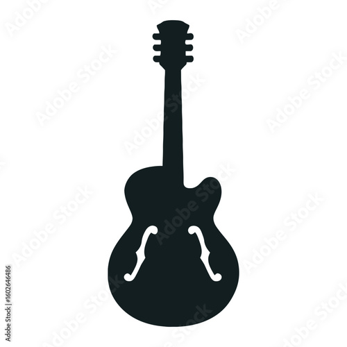 Jazz guitar silhouette icon with f-holes representing vintage musical style