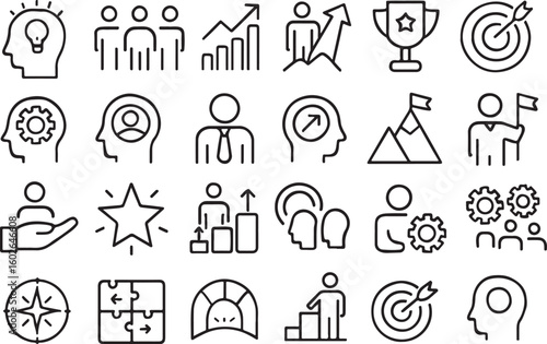 Business success and teamwork icons growth leadership
