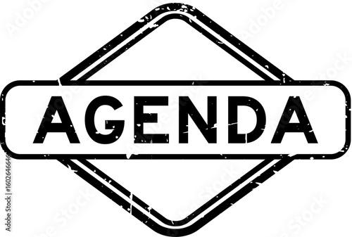 Grunge black agenda word rubber seal stamp on white background
