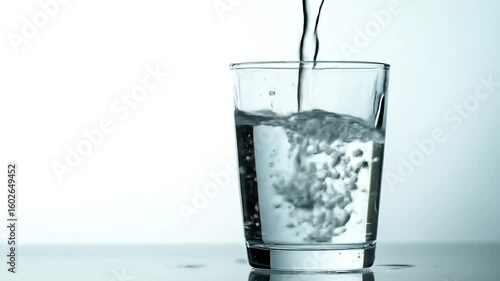 A vibrant splash of pure water erupts from a clear drinking glass, symbolizing hydration and energy.