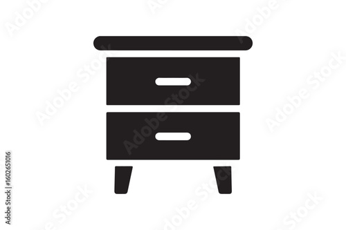 Nightstand icon silhouette vector with white background