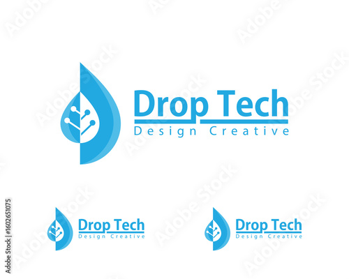 drop tech logo creative design concept digital water
