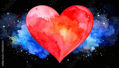 Watercolor Heart in Space: Abstract Love Illustration