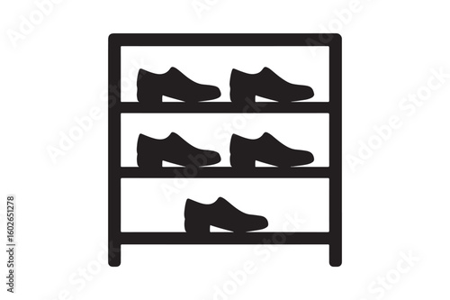 Shoe Rack icon silhouette vector with white background