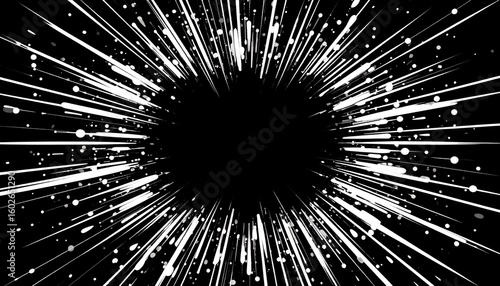 Abstract Black and White Radial Burst Design.
