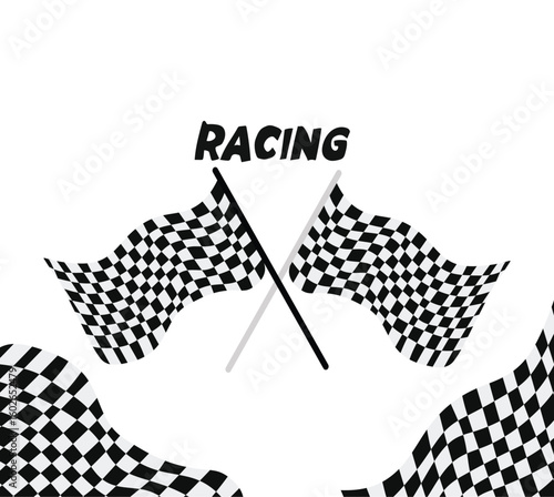 checkered flag vector illustration racing flag, Racing flag finish race waving free vector illustration	
