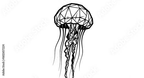 Geometric illustration of a jellyfish, with a diamond-shaped head.