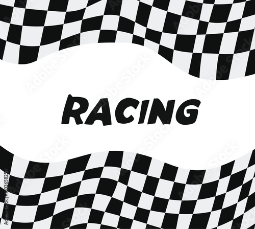 checkered flag vector illustration racing flag, Racing flag finish race waving free vector illustration	
