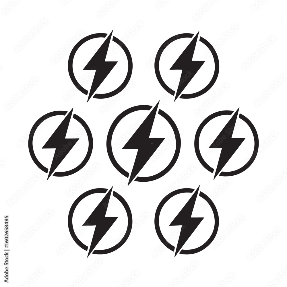 Obraz premium Lightning bolt vector icon – symbol of electricity and energy.