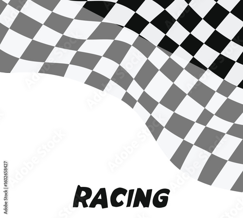 checkered flag vector illustration racing flag, Racing flag finish race waving free vector illustration	
