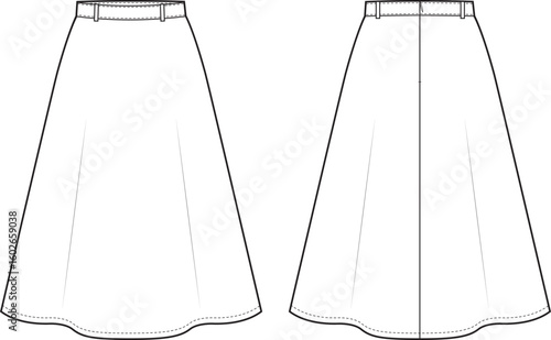 A Skirt template technical drawing