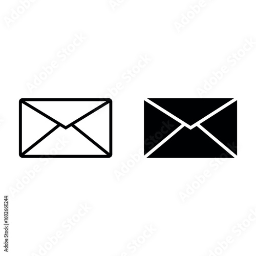 Envelope mail icon set. newsletter web buttons. close email letter outline vector symbol. flat thin e-mail pictogram on white background. send mail message line sign.