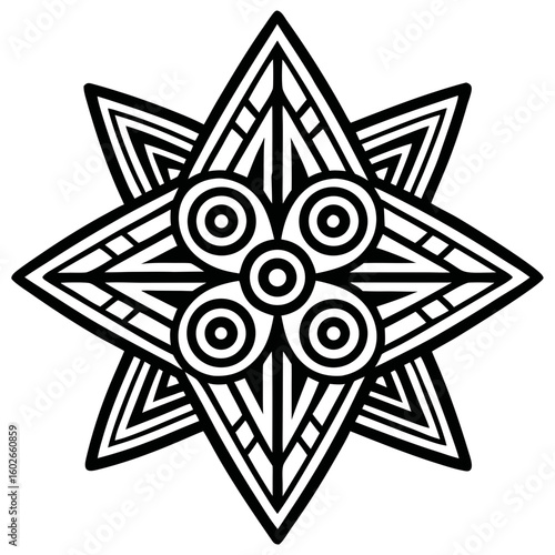 Captivating geometric starburst design with intricate patterns and radial symmetry for modern branding and decorative elements