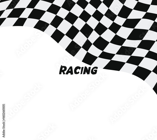 checkered flag vector illustration racing flag, Racing flag finish race waving free vector illustration	

