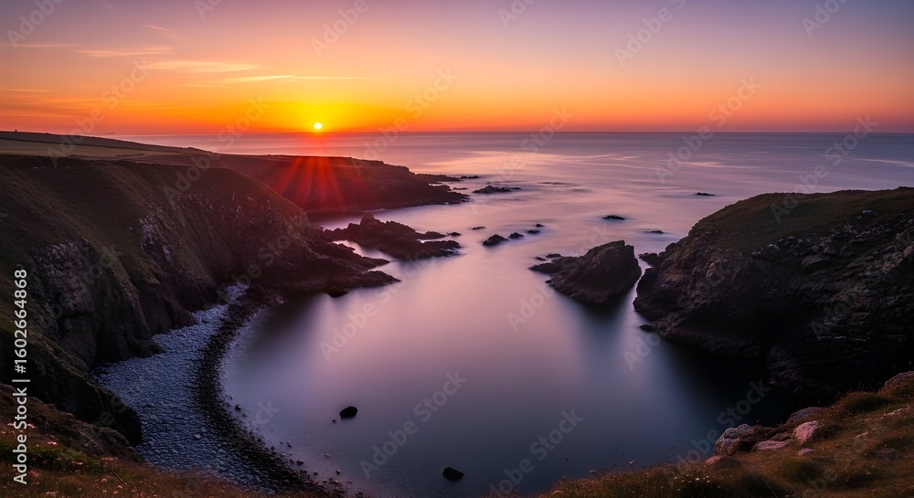 Fototapeta premium Dawn’s Light Over the Coastal Cove