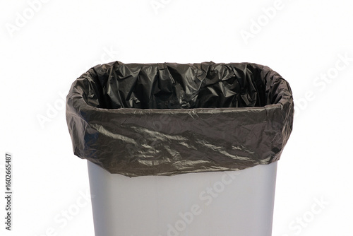 trash can with a bag on a white background