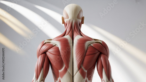 Detailed Human Back Muscular Anatomy Illustration
