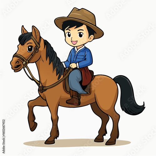 an image of a boy riding a horse